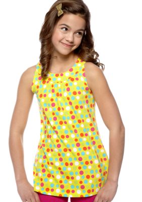 J Khaki Dot Printed Knit Babydoll Top Girls 7-16