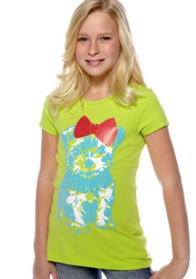 J Khaki Puppy Print Tee Girls 7-16