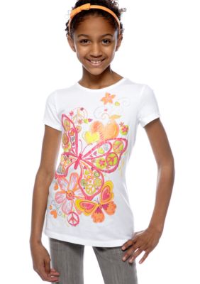 J Khaki Butterfly Tee Girls 7-16