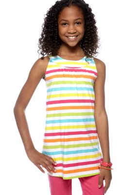 J Khaki Striped U Neck Babydoll Top Girls 7-16