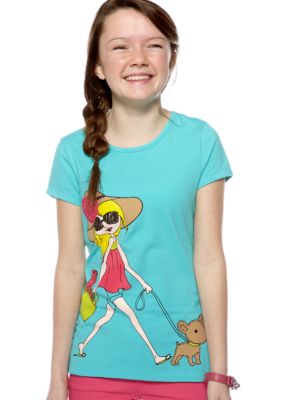 J Khaki Girl Print Tee Girls 7-16
