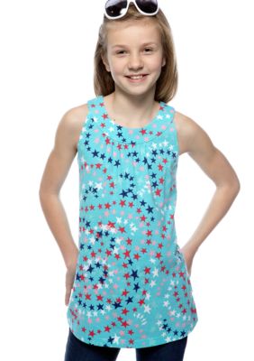 J Khaki Swirl Star U Neck Babydoll Top Girls 7-16