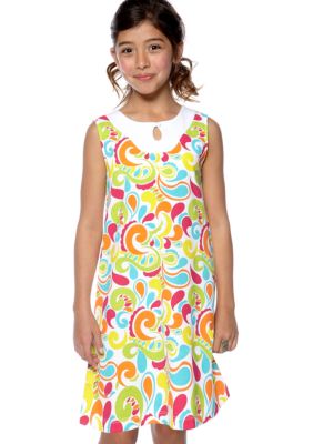 J Khaki Popcorn Print Dress Girls 7-16