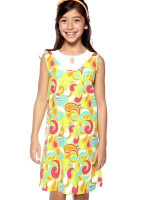 J Khaki Popcorn Print Dress Girls 7-16