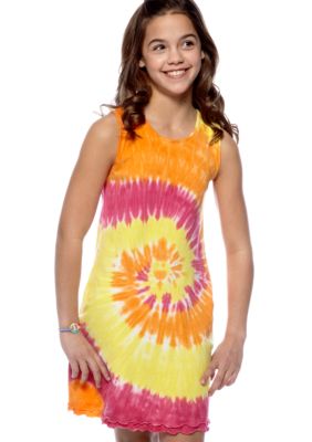 J Khaki Tie Dye Ruffle Dress Girls 7-16
