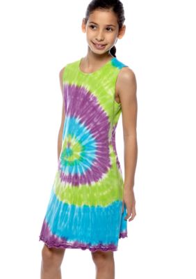 J Khaki Tie Dye Ruffle Dress Girls 7-16