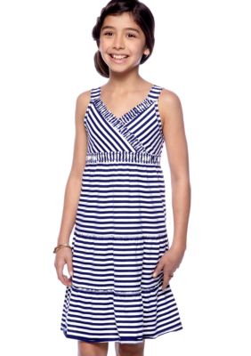 J Khaki Knit Stripe Dress Girls 7-16