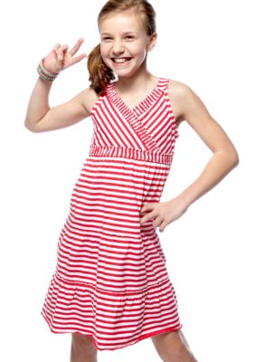 J Khaki Knit Stripe Dress Girls 7-16