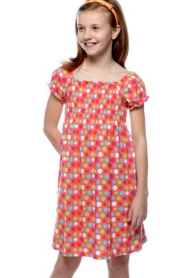 J Khaki Smock Dot Dress Girls 7-16