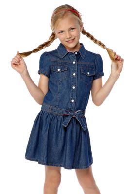 J Khaki Denim Drop Waist Dress Girls 7-16