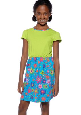 J Khaki Floral Print Dress Girls 7-16