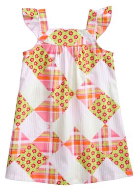 J Khaki Patchwork Print Dress Girls 4-6X