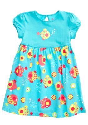 J Khaki Fish Print Dress Girls 4-6x