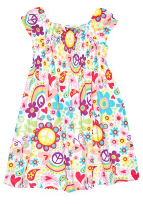 J Khaki Spring Print Dress Girls 4-6X