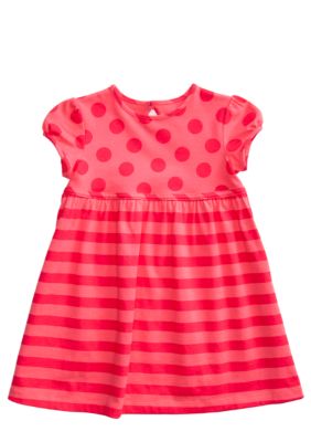 J Khaki Dot & Stripe Printed Dress Girls 4-6x