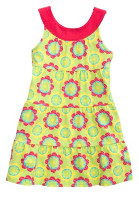 J Khaki Tiered Floral Dress Girls 4-6X