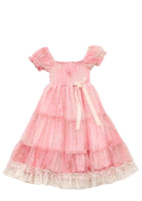 Rare Editions Lace Smock Tiered Dress Girls 4-6X