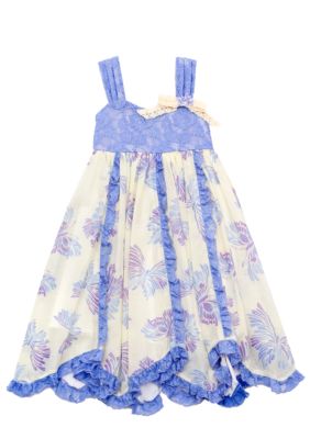 Rare Editions Lace Pieced Butterfly Dress Girls 4-6X