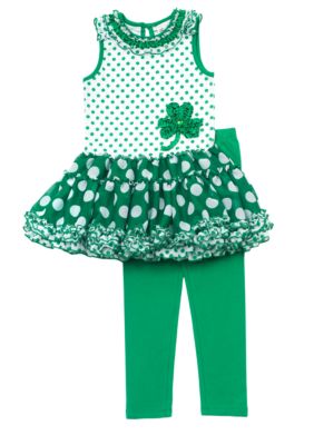 Rare Editions Shamrock Tutu Set 4-6x Girl