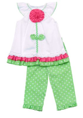Rare Editions Flower Dot Capri Set 4-6x Girl