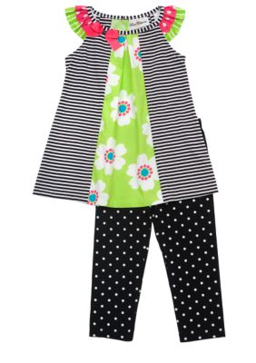 Rare Editions Stripe and Dot Short Set Girls 4-6X