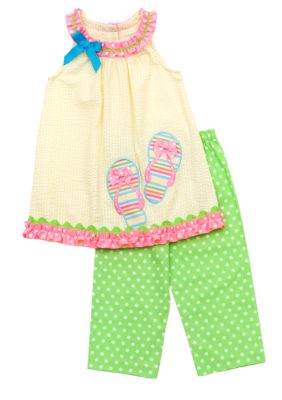Rare Editions Flip Flop Capri Set Girls 4-6X