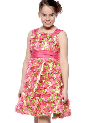 Rare Editions Flower Applique Soutache Dress Girls 7-16