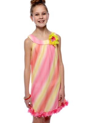 Rare Editions Multi Color U-Neck Dress Girls 7-16