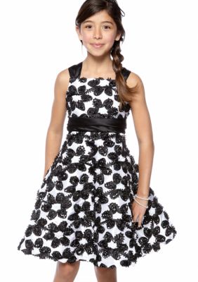 Rare Editions Contrast Floral Soutache Dress Girls 7-16