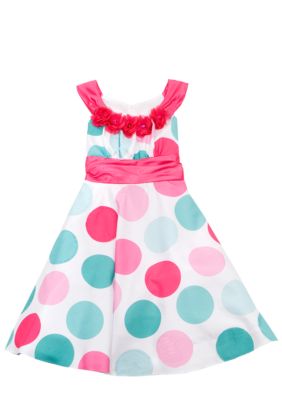 Rare Editions Turquoise Dot Dress Girls 7-16