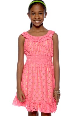 Rare Editions Neon Lace Dress Girls 7-16