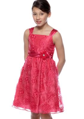 Rare Editions Girls 7-16 Fuschia Flower Dress