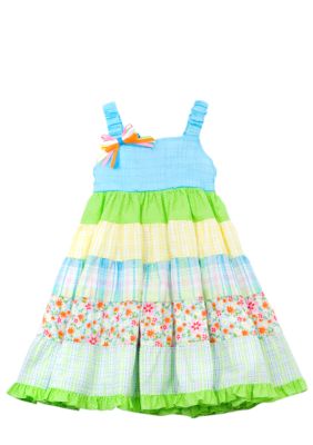 Rare Editions Tiered Mixed Media Dress Grils 4-6X