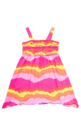 Rare Editions Neon Tye Dye Dress Girls 4-6X