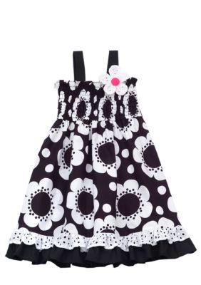 Rare Editions Black and White Floral Dress 4-6X
