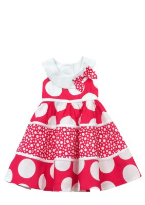 Rare Editions Tiered Mixed Dot Dress Girls 4-6X