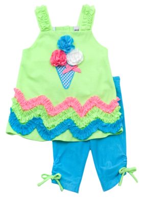 Rare Editions Ice Cream Capri Set Girls 4-6X