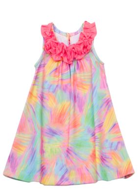 Rare Editions Tie Dye U-neckline Dress Girls 4-6X
