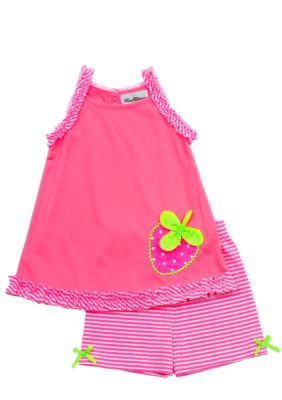 Rare Editions Neon Strawberry Short Set Girls 4-6X