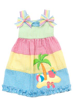 Rare Editions Beach Seersucker Dress Girls 4-6X