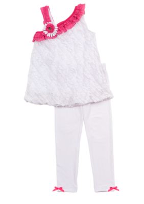 Rare Editions Lace One-shoulder Bubble Set Girls 4-6X