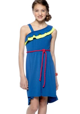 Rare Editions One Shoulder Hi Lo Dress Girls 7-16