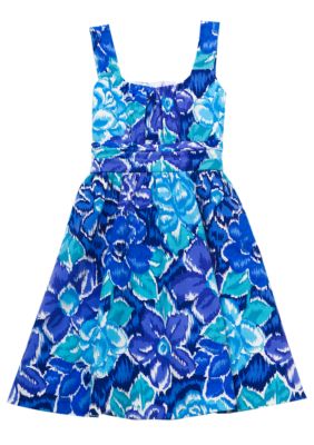 Rare Editions Blue Floral Dress Girls 7-16