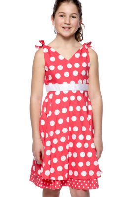 Rare Editions Coral Dot Dress Girls 7-16