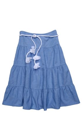 Amy Byer Tier Chambray Skirt Girls Size 7-16