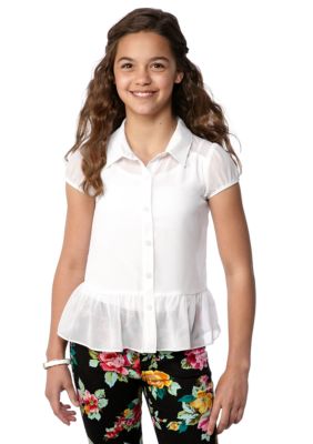 Amy Byer Chiffon Collar Peplum Top Girls 7-16
