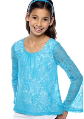 Amy Byer Lace Popover Top Girls 7-16