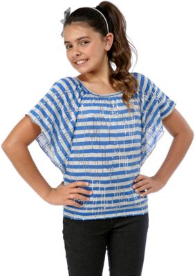 Amy Byer Stripe Sequin Dolman Top Girls 7-16