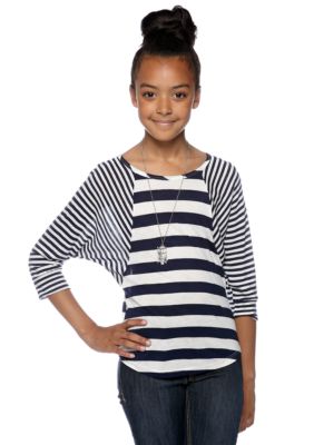Amy Byer Striped Top With Necklace Girls 7-16