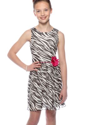Amy Byer Zebra Print Dress Girls 7-16